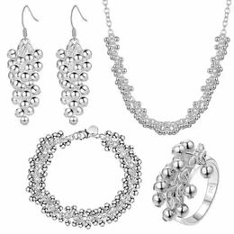 Wedding Jewelry Sets Fine 925 sterling silver charm cute beads necklaces earrings bracelets rings jewelry set for women noble party wedding gifts H240504