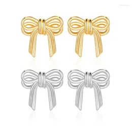 Stud Earrings Double Layer Bowknot Small Temperament Jewellery Gift