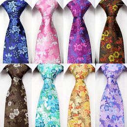 Bow Ties High Quality Man's 8cm Tie Floral Flower Jacquard Woven Classic Men Neck Wedding Party Gravatas Groom Necktie Gift