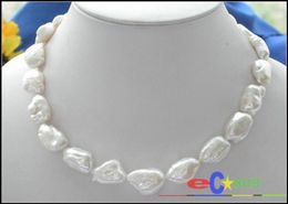 pearls jewelry GENUINE HUGE 18quot1520MM NATURAL SEA BAROQUE white PEARL NECKLACE 14K4482736