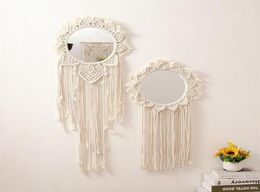 Mirrors 10080cm Wall Decor Hanging Mirror Macrame Handmade Tapestry Makeup Farmhouse For Home196p1144616