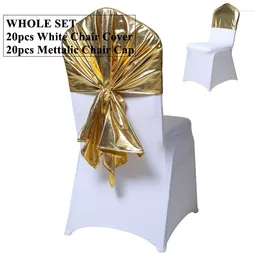 Chair Covers 20pcs White Banquet Spandex Cover With 70x130cm Hood For Wedding Event Decoration