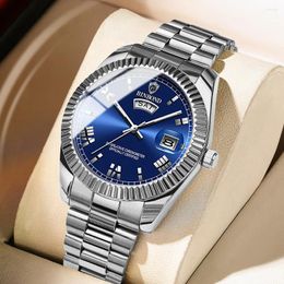 Wristwatches 2024 Men Watch Stainless Steel Band Date Mens Clock Business Male Watches Waterproof Luxuries Man Wrist For