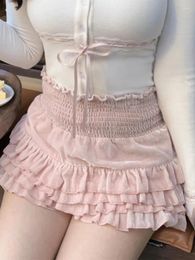 Skirts 2024 Harajuku Vintage Japanese Lolita Women Sweet Cute Cake Skirt Kawaii Female Summer Retro Lace Elegant Korean Mini