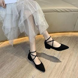 Casual Shoes For Women Black Square Heels Evening Woman Footwear Pointed Toe Low Heel Elegant 39 Offer On E Spring