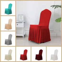 Chair Covers Stretchy Pleated Skirt Soft Solid Colour Cushion Thicker Protective Case Long Back
