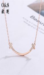 Pendant Necklaces necklace S925 sier Nelace women's fresh simple inlaid diamond double T versatile pendant clavicle chain je222i6100054