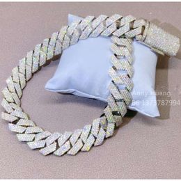 Luxury Newest 10k 14k 18k Solid Gold Iced Out 14mm Vvs Moissanite Diamond Cuban Link Chains Necklace Hip Hop Mens Jewellery