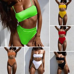 Multi Coloured Silk Satin Sexy And Breathable Bikini Set For WomenS Summer Beach Vacation Three Point Swimsuit Girls 240425