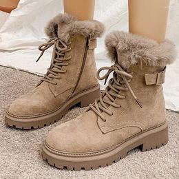 Boots Women Snow Platform Winter Thick Plush Casual Shoes Ladies Non Slip Zip Warm Fur Mid Calf