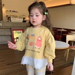 Clothing Sets 2024 Girls Spring Autumn Two Piece Top Pullover Pant Cartoon Loose Sweet Lovely Outdoor Fashion All-match