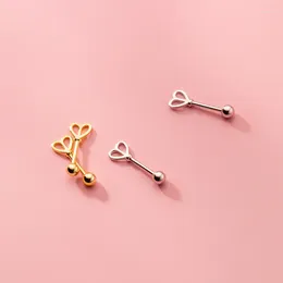 Stud Earrings MloveAcc 925 Sterling Silver Simple Charm Love Heart Spiral Bead For Women Fashion Body Piercing Jewellery Accessory