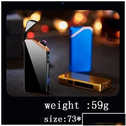 Lighters Lighters Windproof Dual Arc Electric Lighter Usb Rechargeable Plasma Cigarette Flameless Smoking Gadgets Gift Promotion Drop Dhp2G