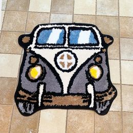 Carpets Good Quality Tufted Cosy Cartoon Bus Rug Small Fluffy Door Mat Room Bedside Feet Floor Mats Anti-skid Silicone Back Floormat