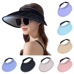 Wide Brim Hats Foldable Large Summer Sunscreen Peaked Caps For Women Empty Top Pleated UPF 50 Beach Fisherman Visor Sunshade