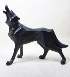 Resin Abstract Totem Wolf Dog Sculpture Figurine Craft Home Table Decoration Geometry Resin Wildlife Dog Figurine Craft2030264