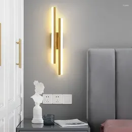 Wall Lamp Minimalist LED Lights Sconces Copper Line Pipe Acrylic Lampshade Indoor Bedroom Living Room Corridor Lighting Fixture
