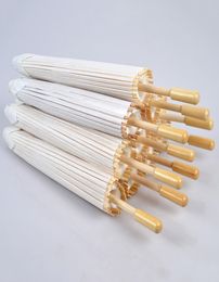 Wedding Parasols White Paper Umbrellas Chinese Mini Craft Umbrella Bamboo Frame Wooden Handle Diameter 20304060cm Kids DIY Umbr6078792