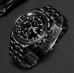 ROSRA Watches Men Sports Watches Black Stainless Steel Quartz Wristwatches Men Military Watches Relogio Masculino horloge mannen H1948359