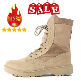 Genuine leather mens military tactical desert boots outdoor combat lightweight hiking shoes high top Botas work shoes 240429