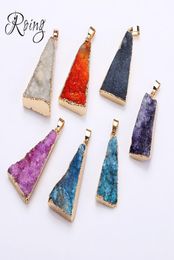 Roing 7 Colors Triangle Pendant Natural Crystal Stone Charms Necklace For Earring Bracelet Necklaces DIY Jewelry Making C0183039322