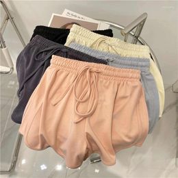 Women's Shorts Casual Summer High Waisted Cotton Lace Up Loose Twill Wide Leg Pants Sports Adult Women A71