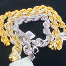 Twist Iced Out Vvs Moissanite Diamond Cuban Bracelet Hip Hop Men Jewellery Links 925 Sterling Silver Rope Chain