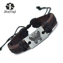 WholeJiayiqi 2016 Fashion Cuff Charm Classic Rope Leather Bracelets Bangles Vintage Butterfly Bracelet For Women Jewelry12519122