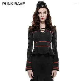 Women's Blouses PUNK RAVE Stand Collar Military Uniform Spring Gothic Women Shirts Jacket Halloween Christmas Club Party Lotus Leaf Hem