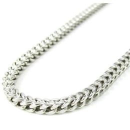 24 3mm 12 Grammes 10k White Gold Franco Box Cuban Hip Hop Chain Necklace 294c