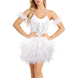 Skirts Women's Skirt European And American Stage Dance Performance Clothing Feather Patchwork Short Half Body Ballet For Girls
