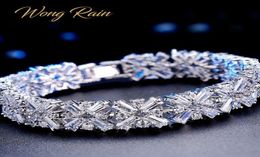 Wong Rain Romantic Cute 100 925 Sterling Silver Created Moissanite Gemstone Birthstone Bangle Cuff Bracelets Jewellery Whole CX9646708