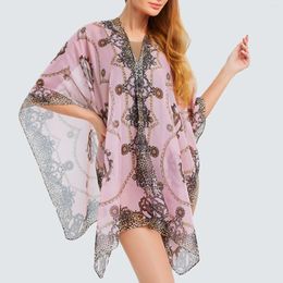 Summer Border Silk Scarf Women's Chiffon Chain Printing Travel Beach Towel Sunshade Capes For Evening Dresses