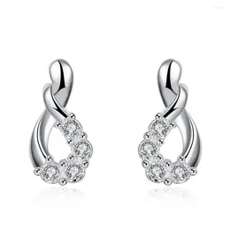 Stud Earrings Lureme Fashion 925 Sterling Silver Infinity Shape Women's Cubic Zirconia Ear Jewelry Accessories