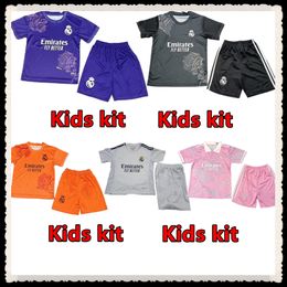 kids football kits Pink soccer jerseys thailand BELLINGHAM VINI JR Football Shirt Tchouameni Hot sale 2023/2024 Real Madrids CAMAVINGA ALABA Rodrygo men kit uniform