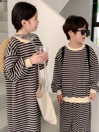 Clothing Sets 2024 Styles Girls 2Pcs Set Striped Sweatshirt Long Pants Spring Suits Kids Clothes 2-8 Years