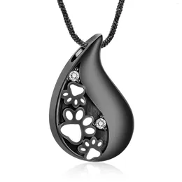 Pendant Necklaces Cremation Jewelry For Ashes Loved One Pet Teardrop Urn Necklace With Crystal Keepsake Gift Women