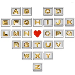 Charms Semkeiyee 26 English A-Z Letter Name Custom Gold Colour Italian Charm Link Bracelet Fit 9mm DIY Making Jewellery