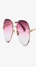 vintage rimless tinted oval sunglasses women039s big clear round glasses gradient crystal sunglasses feminino6274364