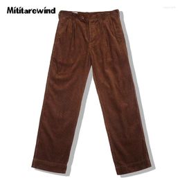 Men's Pants Autumn Winter American Retro Corduroy Trousers Men Casual Straight Mid-waist Thick Warm Safari Style Cotton Man