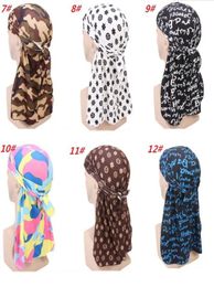 Fashion Camouflage Print Men039s Durags King039s Durag Turban Bandanas Stitching Outside Men Headwear Headband Pirate Hat Ha6212506