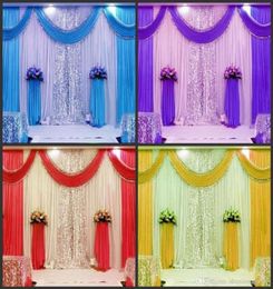 Party Decoration Customized Satin Wedding Backdrop Curtains Gold Swag Background Drape Curtain 10ftX20ft3X6m8093302