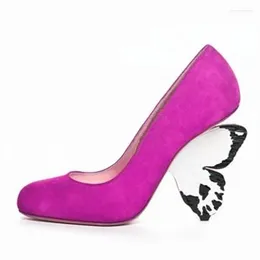 Dress Shoes Cute Butterfly Heel Women Pumps Slip-on Strange High Heels Suede Gladiator Stiletto Prom Designer Valentine Shoe