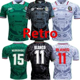 86 94 95 98 06 Mexico Retro Soccer Jersey Home Away Football Shirts 1998 Men's Vintage BLANCO HERNANDEZ Campos Short Sleeve Sport Uniforms Camiseta Futbol 336J