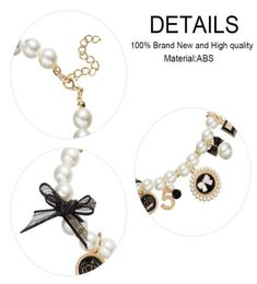 Cat Collars Leads Fashion Cute Collar Jewellery Puppy Accessories Bow Necklace Dog Princess Adjustable Pet Pearl9051659