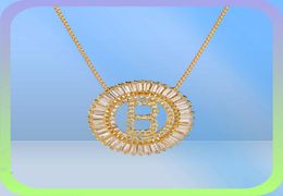 High Quality Gold Long Necklace White Designer Cubic Zirconia Initials Letter Pendant Necklaces For Women Men Dubai Jewelry CZ Col9585620