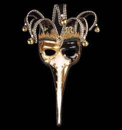 Long Nose Half Face Mask With Small Bells Venetian Masquerade Masks For Christmas Halloween Day Decor Supplies Fashion 45wpa BB2516571903