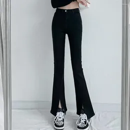 Women's Jeans Trend Denim Flare Leg Women High Waist Skinny Simple Slim Fit Stretch Ladies Casual Black Pants Harajuku