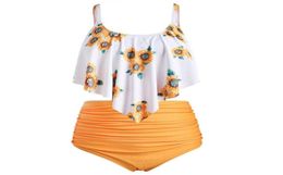 Women039s Swimwear Two Pieces Bathing Suits Top Ruffled With High Waisted Bottom Bikini Set Tankini Women Swimsuit Plus Size Tw7893575