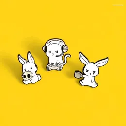 Brooches Rabbits Pins Cartoon Playing Game Skull Coffee Animal Badge Enamel Lapel Pin Buckle Clothing Bag Brooch Jewellery Wholesale